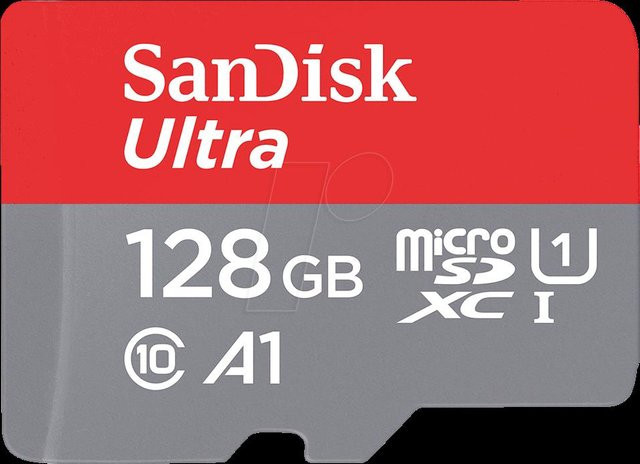 SanDisk Ultra microSDXC Speicherkarte mit SD-Adapter, 128 GB, UHS-I, Class 10, Multicolour - Bild 1