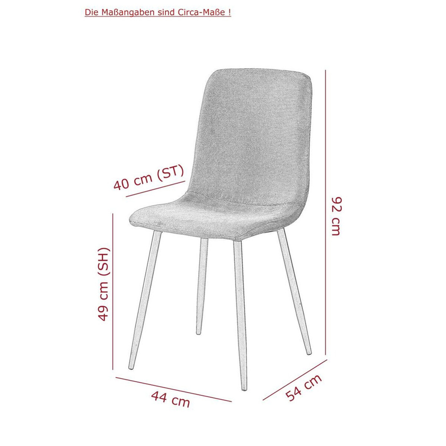 4er-Set Stühle Hela in Anthrazit mit Cordoptik aus Microfaser, B/H/T: 44 x 92 x 54 cm - Bild 3