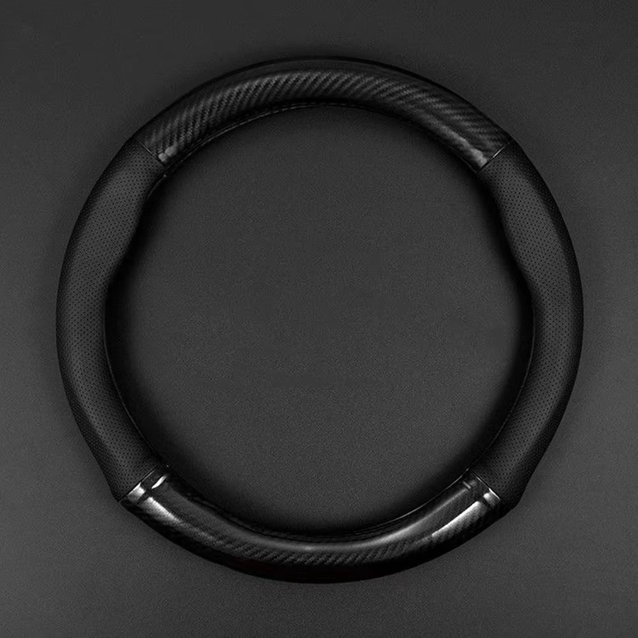 GNUPME Lenkradabdeckung aus Carbon Fiber und Leder in Schwarz für Volkswagen, BMW, Opel, Peugeot, Hyundai, Ford, Mazda, Toyota und Honda - Bild 2