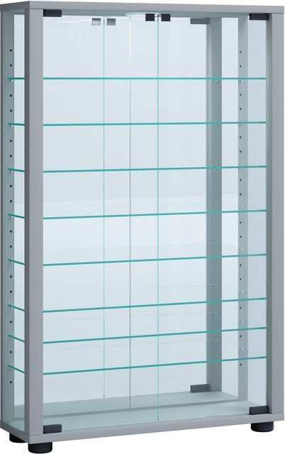 VCM Wandvitrine Vitrosa Mini in Silber mit Glasfront und integrierter Beleuchtung, B/H/T: 59 x 91 x 18 cm - Bild 1