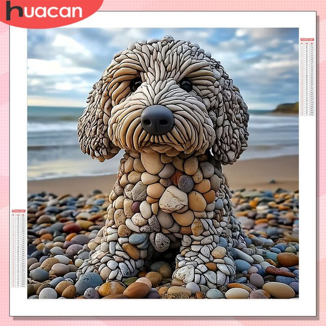 HUACAN 5D DIY Diamantmosaik Set Hund Tier Dekorative Gemälde mit bunten Strasssteinen B/H: 20 x 20 cm - Bild 1