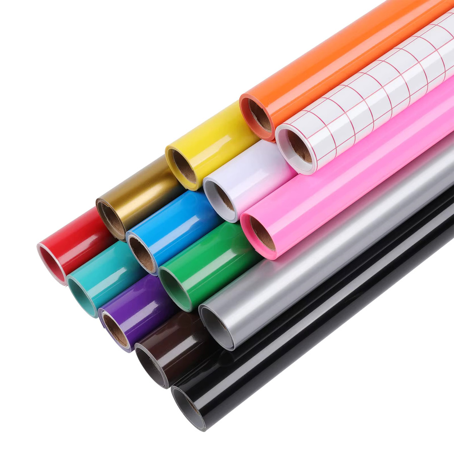 HTVRONT Permanent-Vinylrollen-Set 13er-Pack Mehrfarbige Klebefolien mit Transferfolie für Cricut-Schneidemaschinen, B/H: 106,68 x 9,14 cm - Bild 3