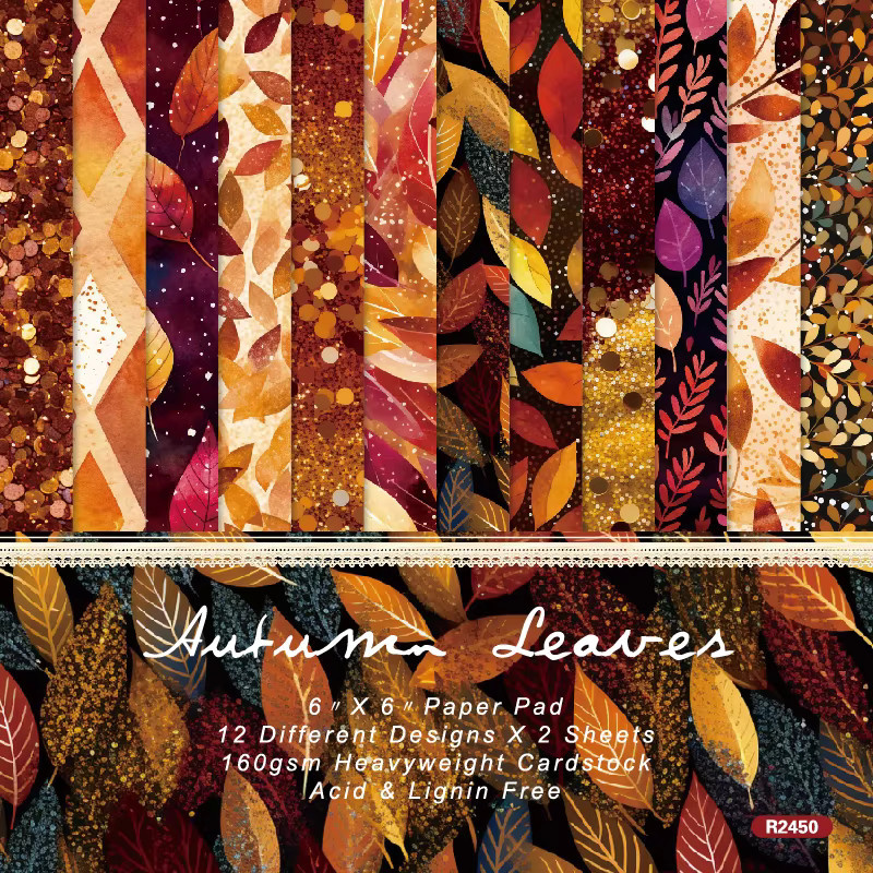 Alinacutle Junkjournal Herbst-Weihnachtspapierpaket mit 24 Blatt gemustertem Papier für Scrapbooking und Bastelarbeiten, Farbe: Mehrfarbig, Breite: 15,2 cm - Bild 3