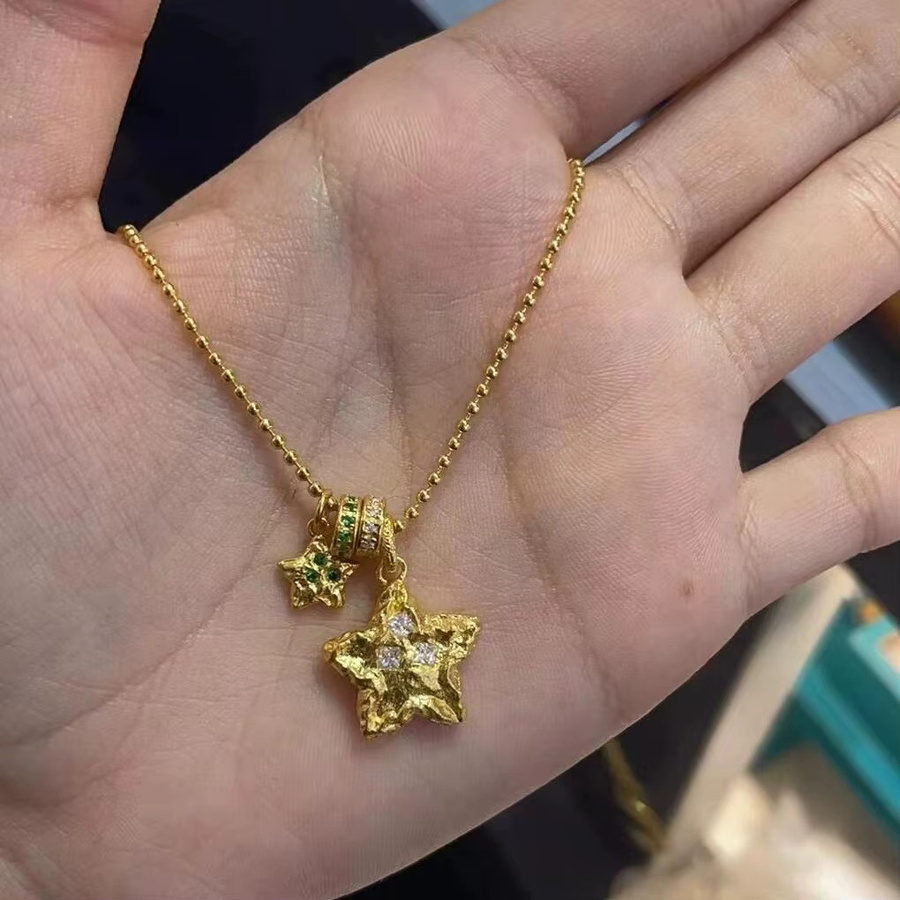 Stern-Anhänger mit Diamant, Gold, Unisex - Bild 3