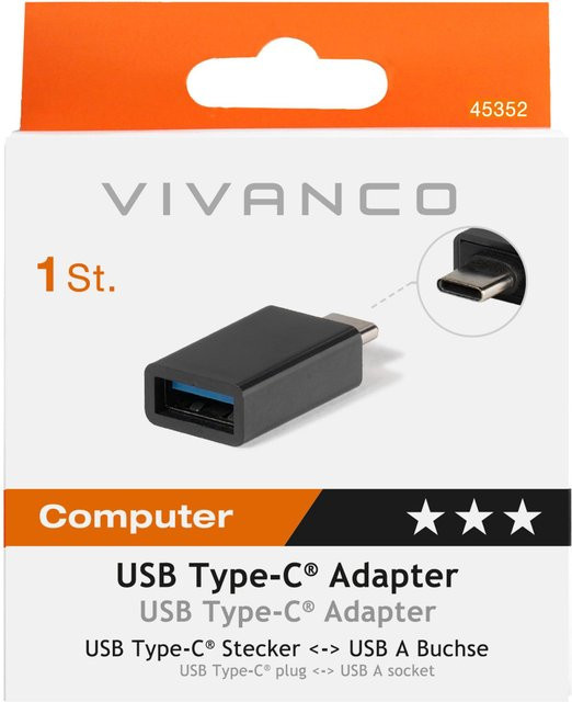 Vivanco USB 3.1 Gen. 1 Type-C auf USB-A Adapter in Schwarz (45352) - Bild 1