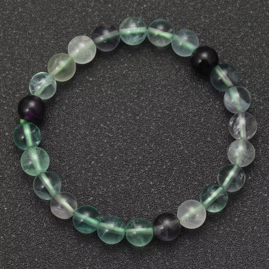 SANSWL Armband, Fluorit Perlen, Bunt, 8mm, Unisex - Bild 2
