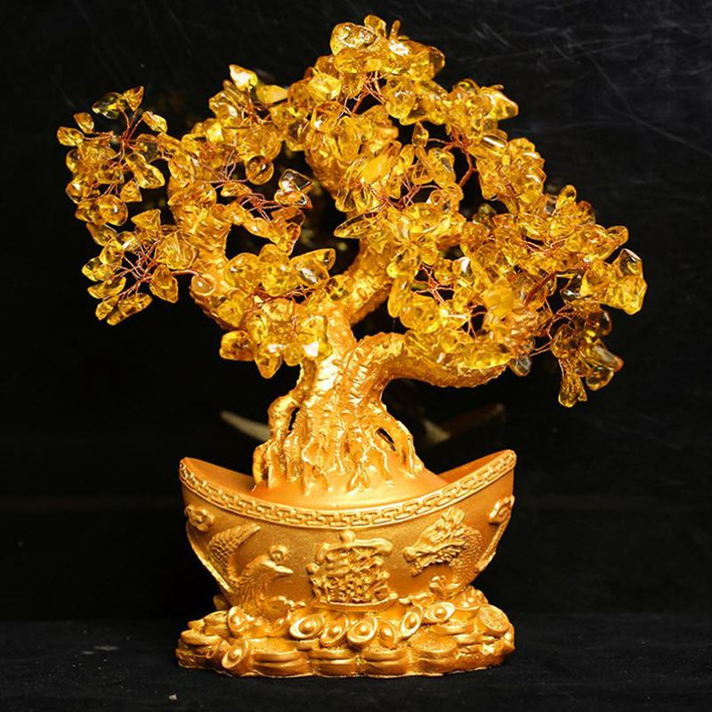 Goldener Glücksgeldbaum mit Schmetterlingen als Tischdekoration für dein Heim oder Büro - Bild 3