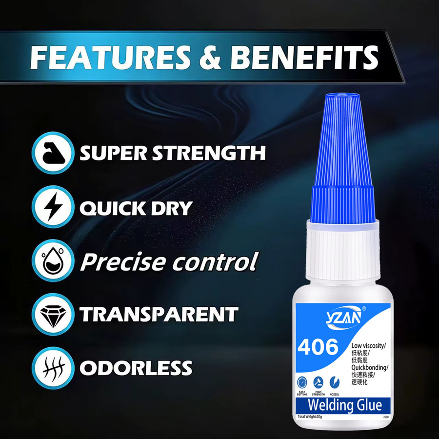 YZAN 406 Superkleber Hydroacrylat-Kleber für Leder, Gummi, Holz, Metall und Kunststoff, schnell trocknend und sofort stark haftend - Bild 4