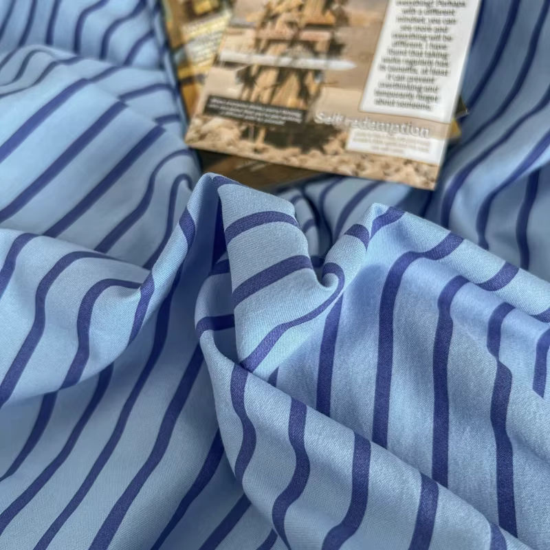 Bonenjoy Gestreiftes Bettwäsche-Set in Mehrfarbig und Blau, Modernes Single Bettwäsche-Set - Bild 6
