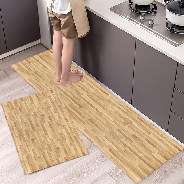 Lodestar Vintage Fußmatte in Holzoptik, beige, rutschfest und UV-beständig, B/T: 50 x 80 cm und 50 x 160 cm - Bild 1