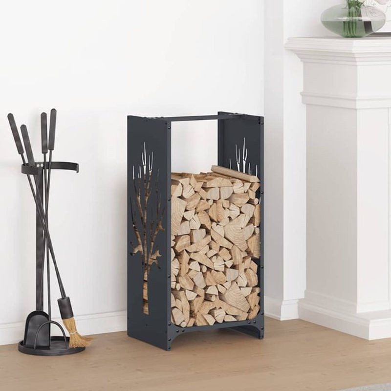 Brennholzregal aus kaltgewalztem Stahl von Vidaxl in Anthrazit, B/T/H: 40 x 30 x 80 cm - Bild 1