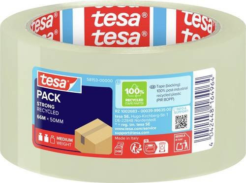 tesapack tesa Packband STRONG RECYCLED transparent Breite: 50 mm, Länge: 66 m - Bild 1