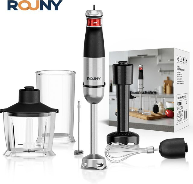 Rouny 6-in-1 Multifunktions-Stabmixer 1500W in Schwarz mit Edelstahlklingen - Bild 1