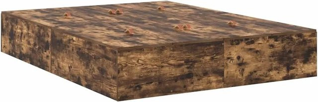 vidaXL Stauraumbett in Räuchereiche, modern, Farbe: Braun, B/T/H: 135 x 190 cm - Bild 1