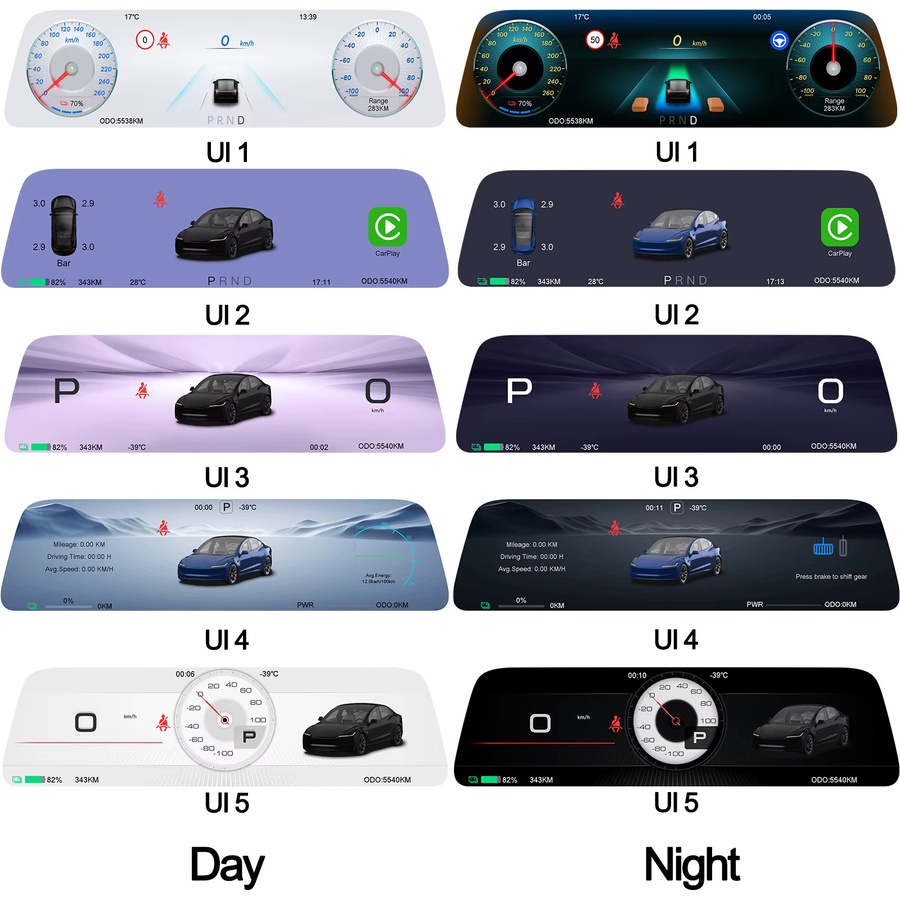 CATRONICS Big Air Vent HUD Display für Tesla Model 3 Highland 2024-2026 und Model Y Juniper 2025-2026, 9,6 Zoll, Schwarz, mit CarPlay Unterstützung und mehrsprachiger Anzeige - Bild 3
