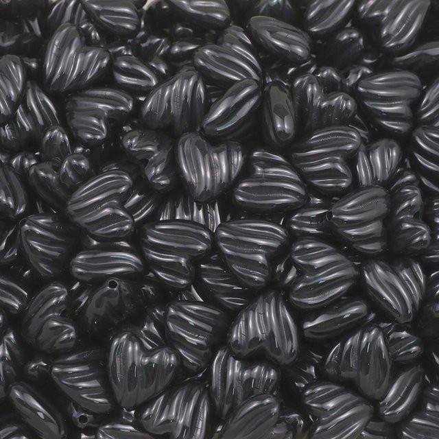 JHNBY Herzperlen Acryl, Schwarz, 14,5 mm, Unisex - Bild 1