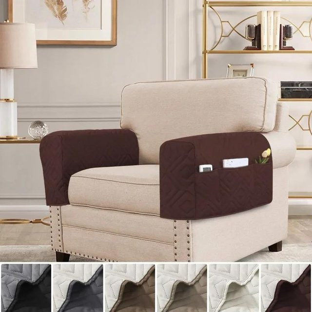 Yiran Furniture Sofalehnen Abdeckungen aus Polyester, 2er-Set, Waschbar und Dehnbar, Einfarbig - Bild 1