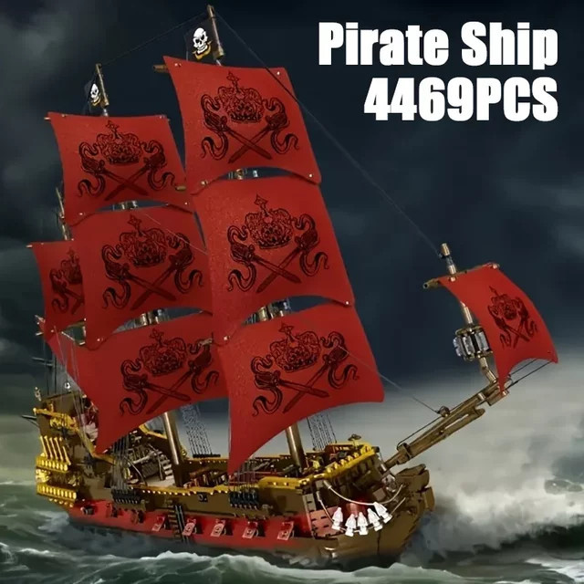 barweer Queen Anne's Revenge Piratenschiff, Bausatz, 4.469 Teile, Rot - Bild 1