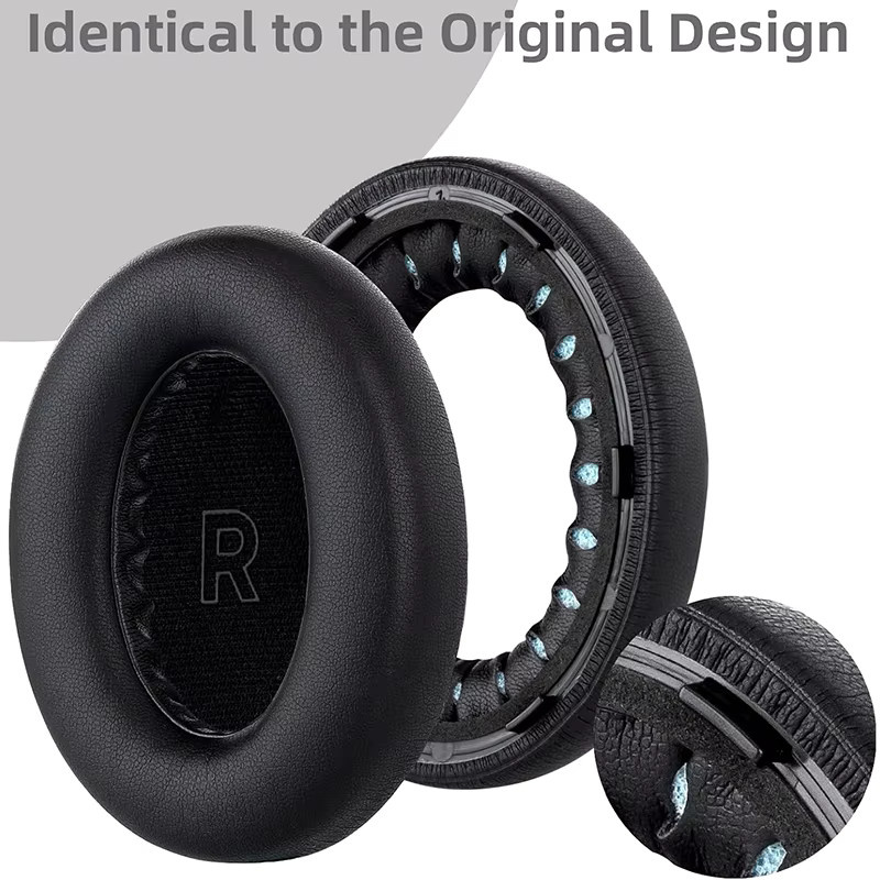 KUTOU Ersatz-Ohrpolster aus Leder und Soft Foam für Bose QuietComfort Ultra QC Ultra Kopfhörer in Schwarz oder Grau - Bild 3