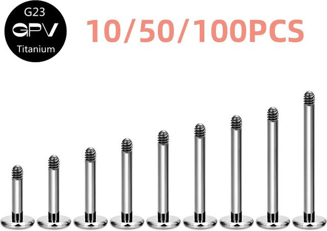 Ohr- und Lippenbolzen Titan, Silber, Unisex - Bild 1