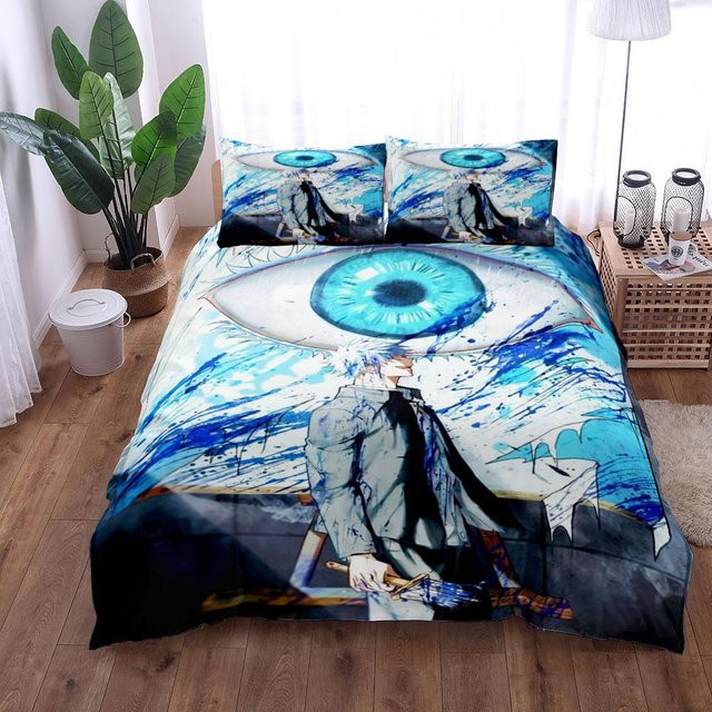 Jujutsu Kaisen Satoru Gojo Bettwäsche-Set aus Mikrofaser in Blau, B/H: 140 x 200 cm - Bild 1