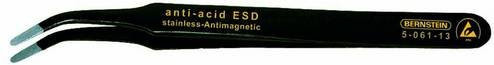 Bernstein Tools SMD-Pinzette 5-061-13 2ab SA Flach-breit gebogen aus Edelstahl in Schwarz, Länge: 115 mm - Bild 1