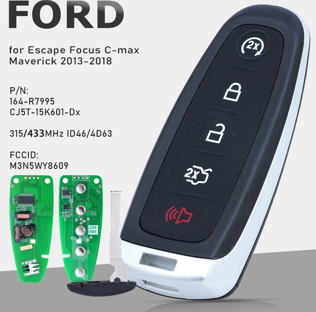 KEYECU Smart Remote Key Fob Schwarz für Ford Edge Escape Explore Expedition 315/433 MHz ID46/ID83 - Bild 1