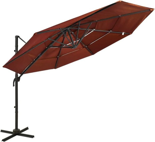 furnicato Sonnenschirm mit Aluminium-Mast in Terrakottarot, 4-lagig, B: 300 cm x B: 300 cm x H: 247 cm - Bild 1