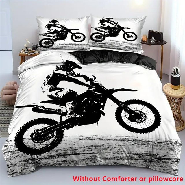 Motocross Bettwäsche Set für Erwachsene aus Polyester mit 3D-Druck, B/H: 135 x 200 cm - Bild 1