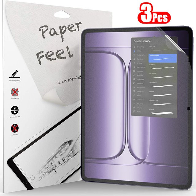 3er-Pack OnePlus Displayfolie mit Papiergefühl für OnePlus Pad 3 13,2 Zoll und Pad 2 12,1 Zoll, transparent - Bild 1