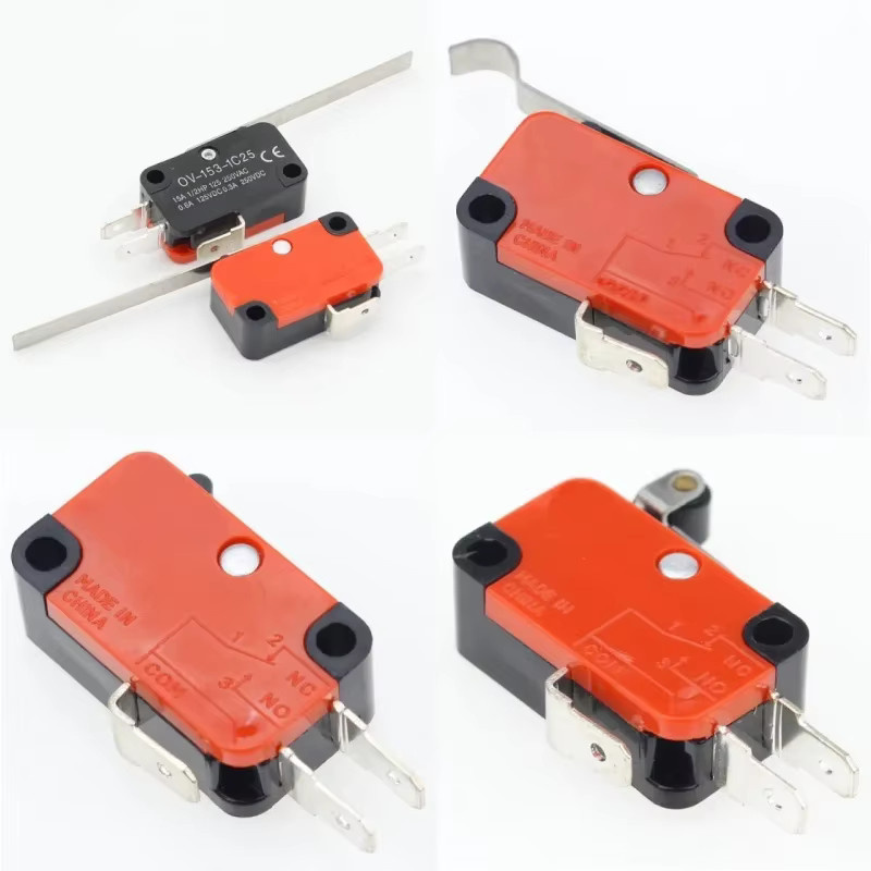 ELECAPITAL Mikroschalter Set V-15 V-153 V-154 V-155 16A 250VAC SPDT Momentary Reise Hebel Roller 1NO1NC 3-Pin - Bild 1