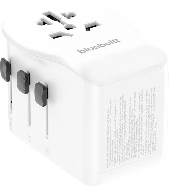 BlueBuilt Universeller Reiseadapter 65 Watt mit USB-A und USB-C in Weiß - Bild 1