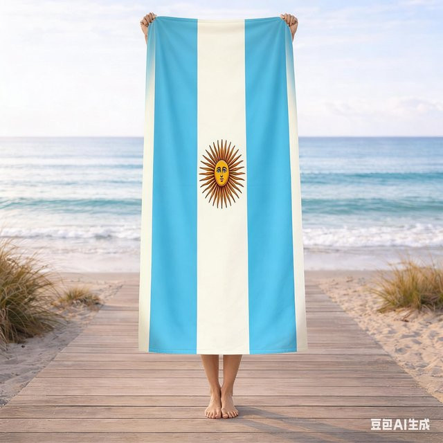 Sandfreies Strandtuch Argentinien Flagge von Ka Chen Muxi, schnelltrocknend, blau-weiß, B: 40 cm, H: 60 cm - Bild 1