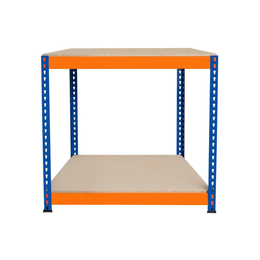 Monstershop S Rax 2-stufige Werkbank aus Stahl und Holz in Blau-Orange, höhenverstellbar, B/T/H: 90 x 60 x 90 cm - Bild 2