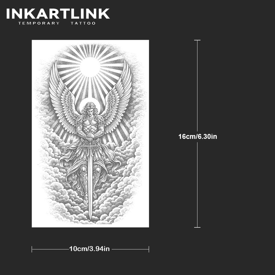 INKARTLINK Erzengel Michael Saft-Tattoo-Patch, wasserfest - Bild 4