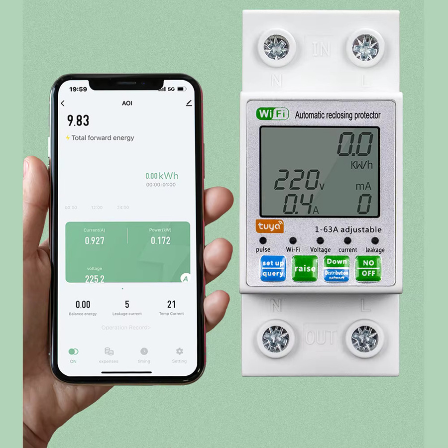 KKMOON Tuya ZigBee Intelligenter Automatischer Wiedereinschaltschutz mit LCD-Display und Multifunktionalem Stromspannungsmesser in Weiß - Bild 2