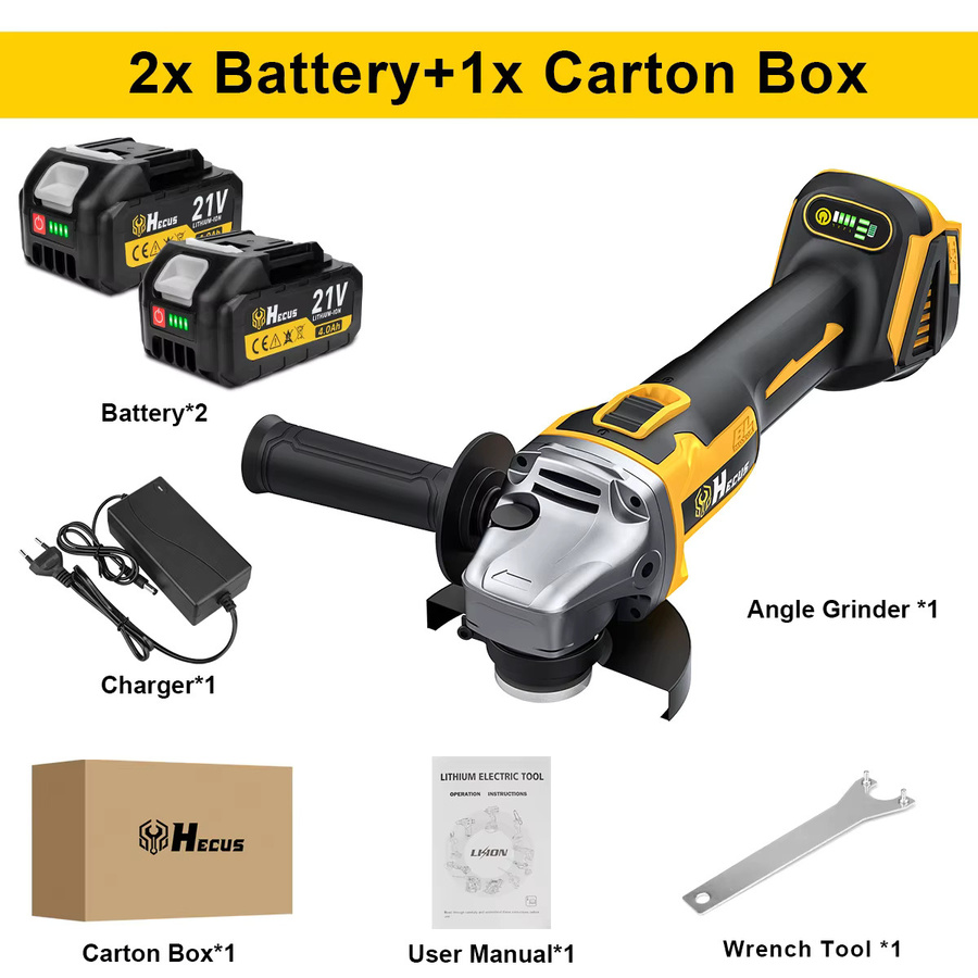 Hecus Bürstenloser elektrischer Winkelschleifer 125 mm mit 4 Geschwindigkeiten, kabellos für Makita 18 V Akku, M14 Anschluss zum Schneiden und Polieren - Bild 7
