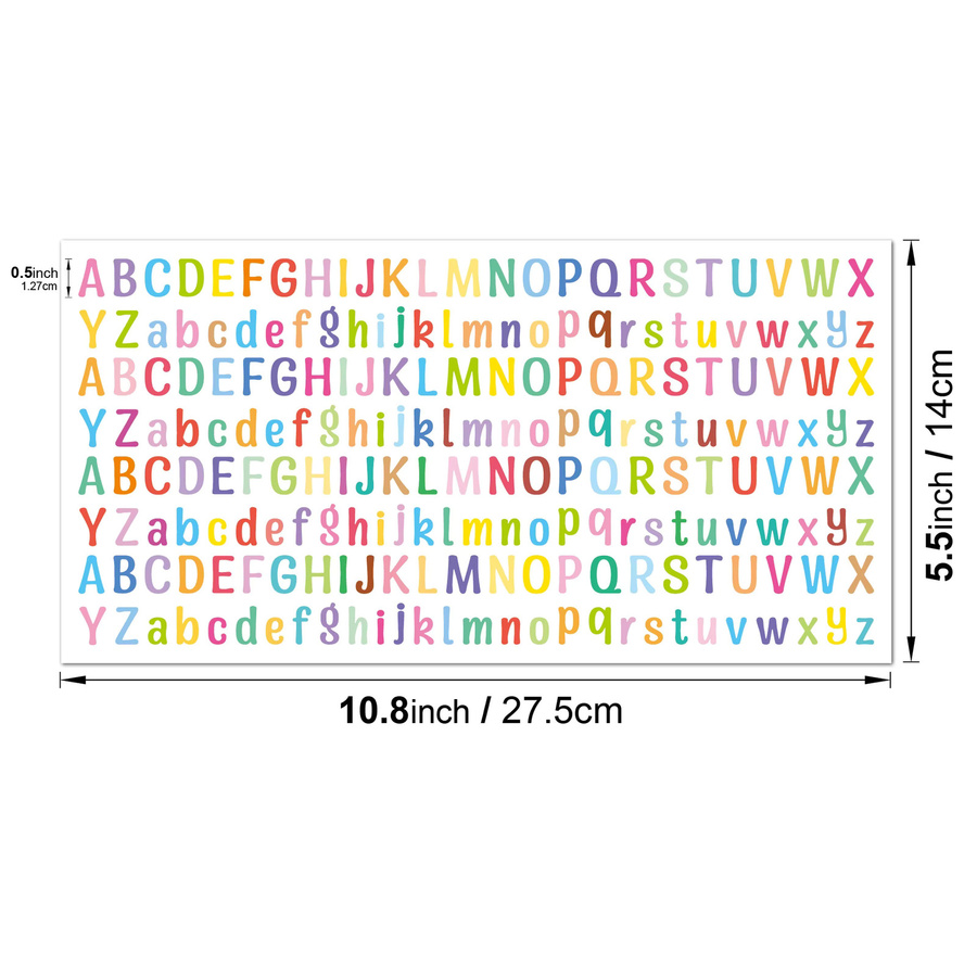 Bunte Mini-Buchstabenaufkleber mit 26 Alphabete A-Z aus wasserfestem PVC für Kinder und Planer, Multicolor und Weiß - Bild 1