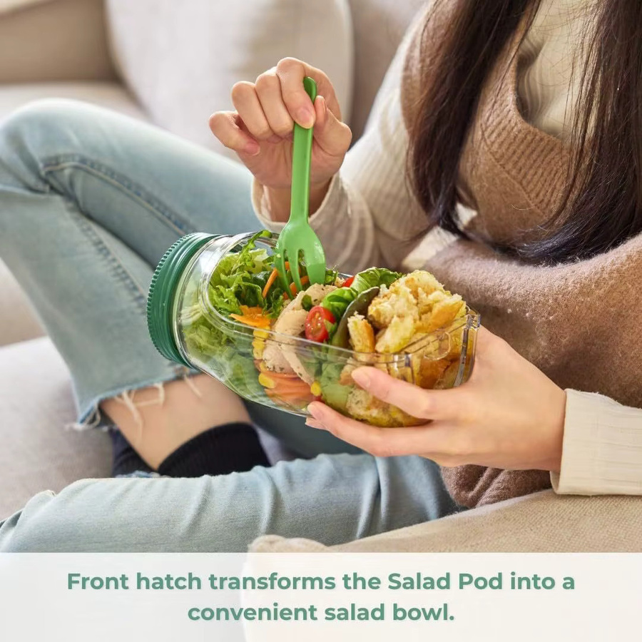 Salatkind Salatpad aus Kunststoff und Glas, auslaufsicherer Salat-Vorratsbehälter in Transparent, multifunktionaler Küchen-Organizer für Zuhause und Reisen - Bild 4