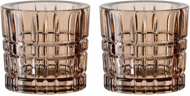 Nachtmann Teelichthalter Square Votives aus Glas, Braun, 2er Set, Durchmesser: 7,1 cm, Höhe: 6,6 cm - Bild 1