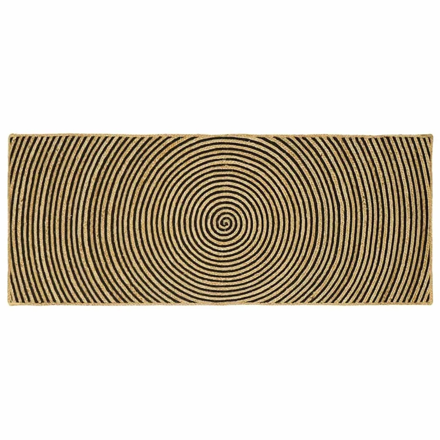 vidaXL Teppich aus Jute in Natur und Schwarz, B/T: 80 x 200 cm - Bild 2