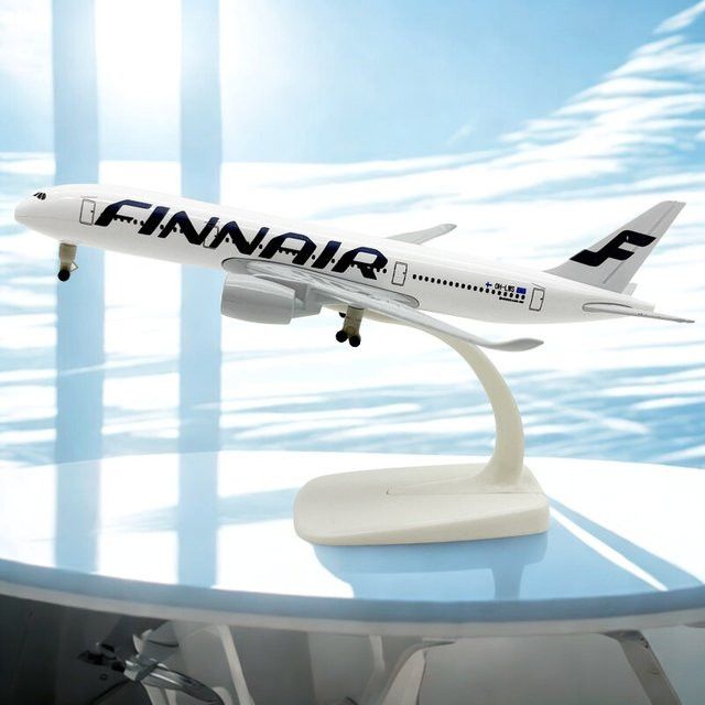 Finnair Modellflugzeug Tischdekoration aus Metalllegierung, Größe: 20 cm - Bild 1