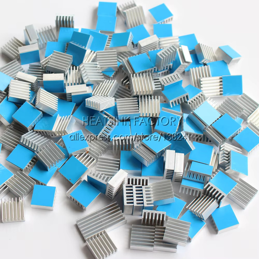 WE DO HEATSINK Aluminium Kühlkörper mit doppelseitigem Klebeband, Silber/Schwarz, B/T/H: 1,4 x 1,4 x 0,6 cm - Bild 3
