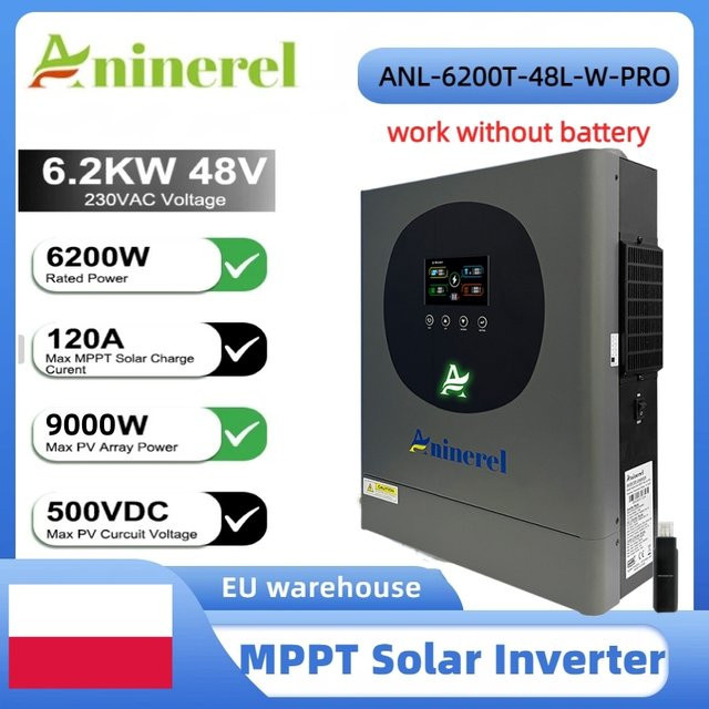 Aninerel Hybrid-Solarwechselrichter mit MPPT-Solarladeregler und WLAN, Reiner Sinuswellen-Wechselrichter für Haushalte - Bild 1
