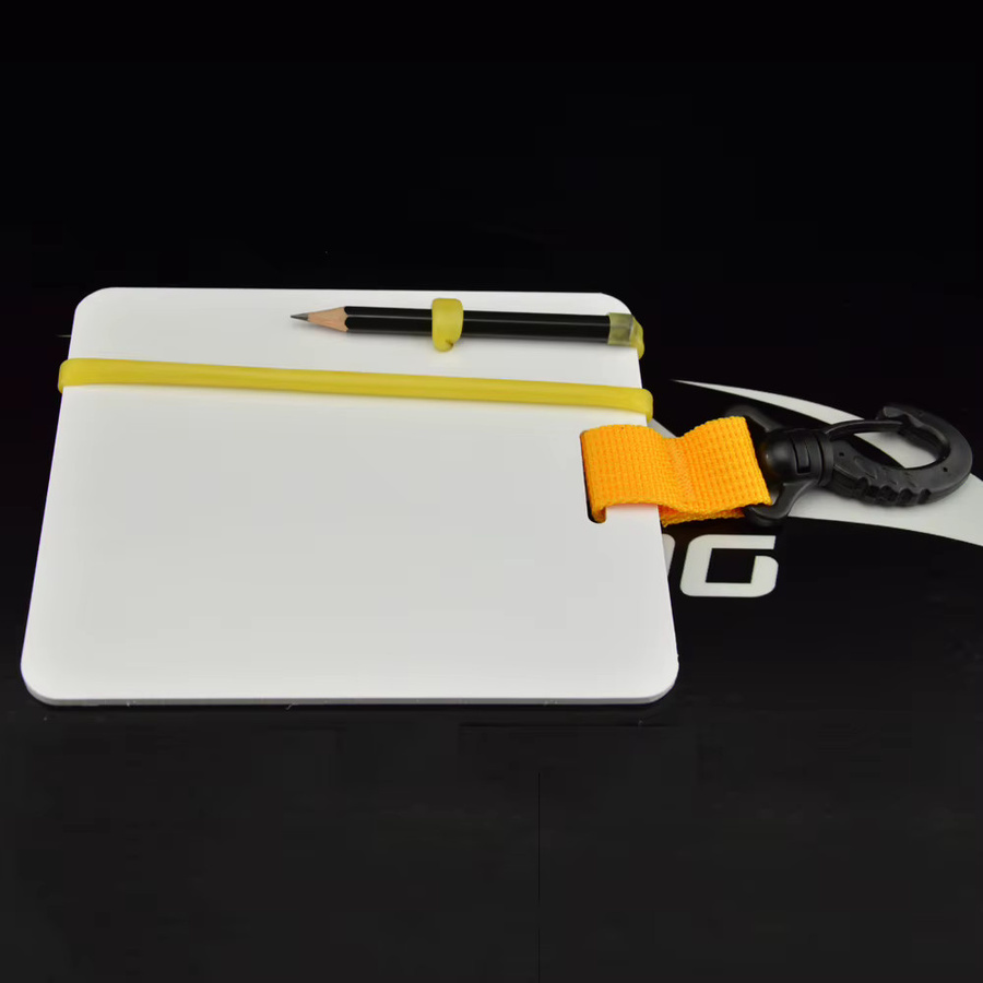 KEEP DIVING Unterwasser Schreibtafel mit Drehclip und Bleistift für Taucher in Gelb und Weiß - Bild 2