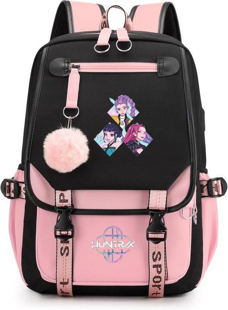3-teiliges Schulrucksack-Set in Pink aus Oxford-Stoff mit großem Fassungsvermögen inklusive Federmäppchen und Schultergurt - Bild 1