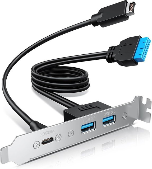 JavicTech USB 3.2 Gen 2x2 Frontpanel-Adapter mit USB-C und USB-A Anschlüssen, 20Gbps, PCIe-Halterung, Silber - Bild 1