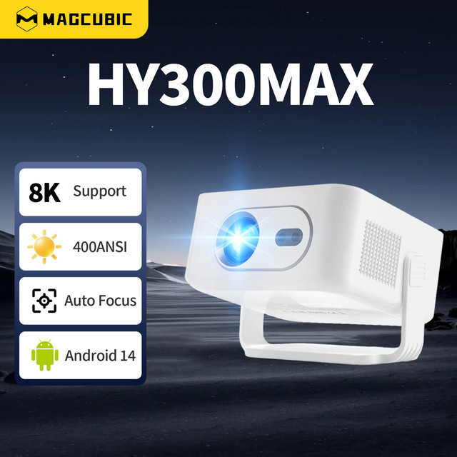 Magcubic HY300MAX Tragbarer Projektor in Weiß mit 8K Auflösung, 400 ANSI Lumen, Autofokus, Android Beam, Wifi6 und Bluetooth 5.4 - Bild 1