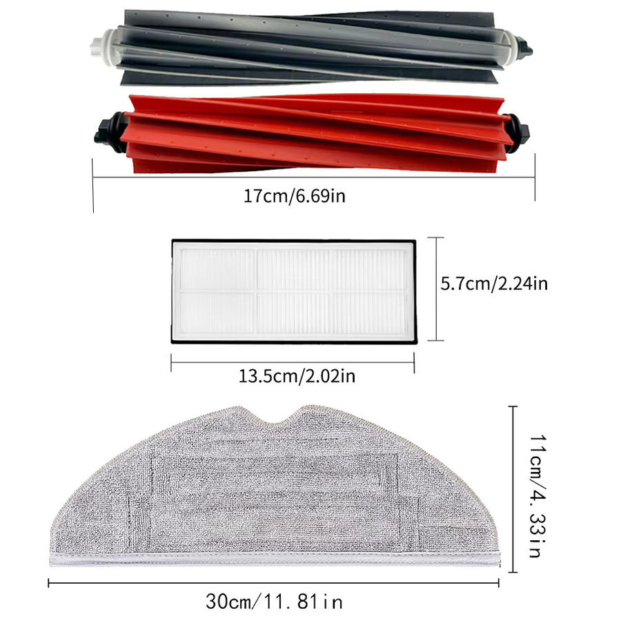 Roborock Zubehör-Set für S8, S8 Plus, S8 Pro Ultra und S8+ in Multicolour mit Hauptbürste, Seitenbürste, HEPA-Filter, Wischtuch und Staubbeutel - Bild 2