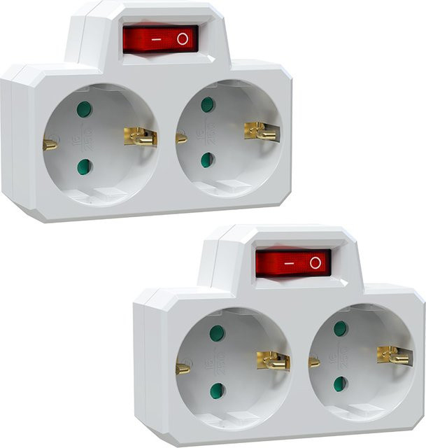 HITRENDS Deutschland-Steckdosenadapter mit Anzeigeschalter EIN/AUS in Weiß, 2-polig 4,8 mm Reiseadapter zur Stromversorgung - Bild 1